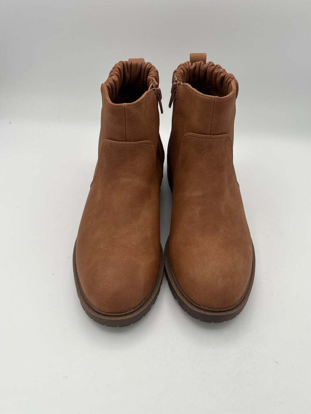 Womens SM New York Brown Soft Leather Ankle Boots Side Zipper Size 7.5